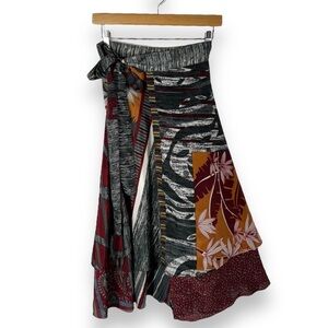 Kariza Hawaii Silk Blend Midi Wrap Skirt, Tropical Multi, Size Medium